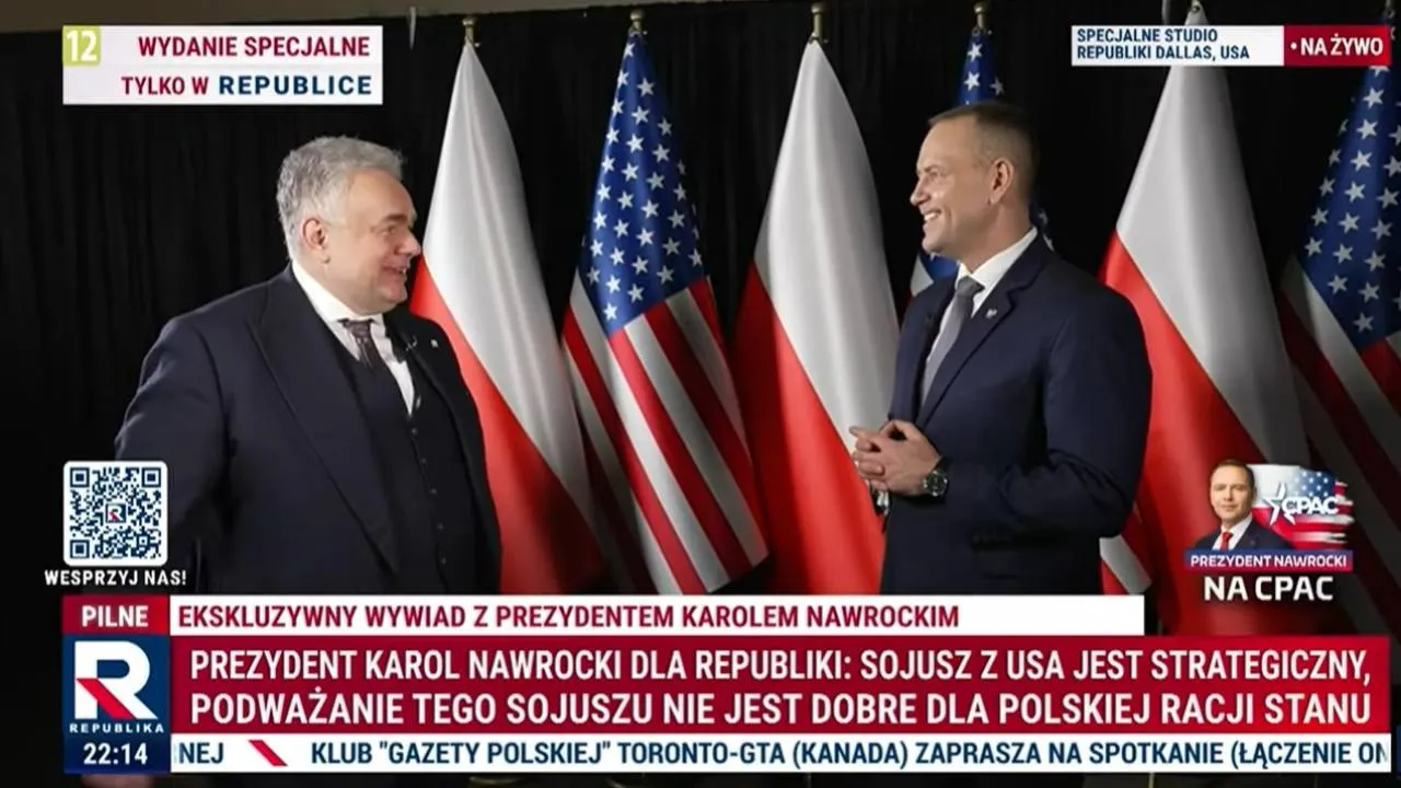 Prezydent Nawrocki na antenie Republiki: „Sojusz ze Stanami Zjednoczonymi to polska racja stanu”