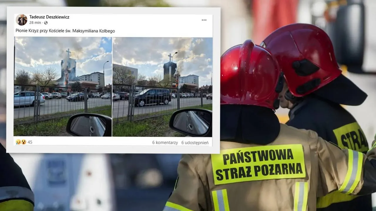 Pożar krzyża w Warszawie