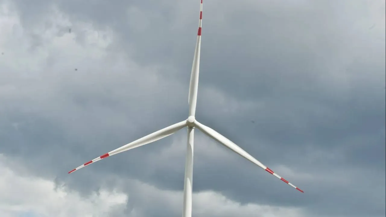 Pożar wiatraka pod Piotrkowem Trybunalskim. Dym był widoczny z kilku kilometrów