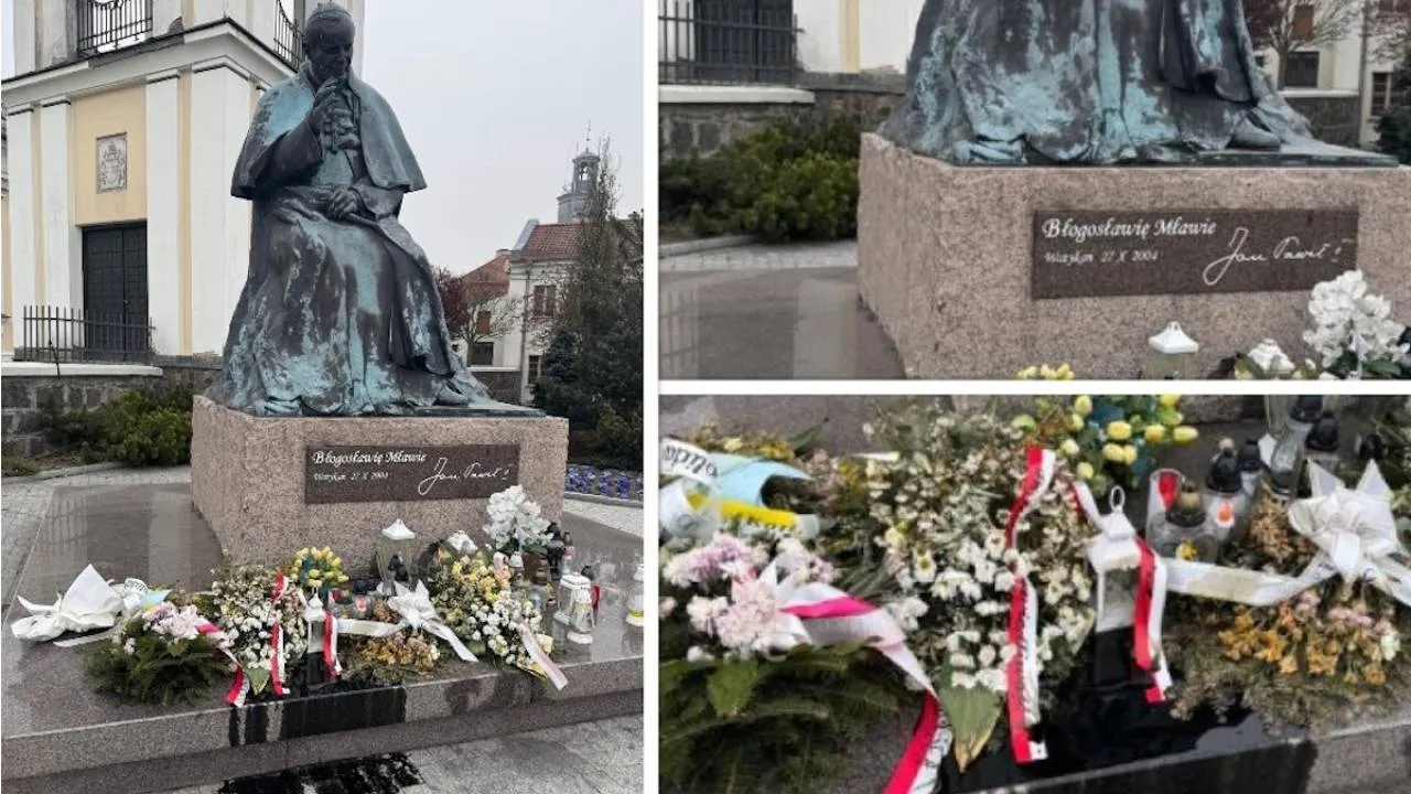 Wandalizm w centrum Mławy. Zniszczono pomnik Jana Pawła II, jest reakcja władz