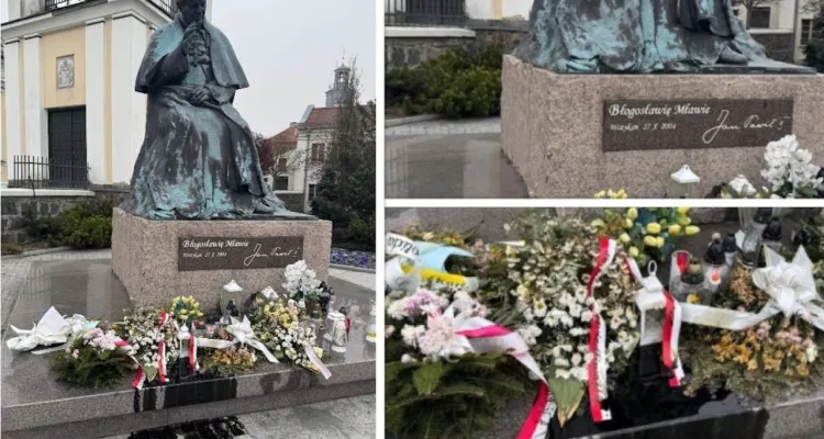 Wandalizm w centrum Mławy. Zniszczono pomnik Jana Pawła II, jest reakcja władz
