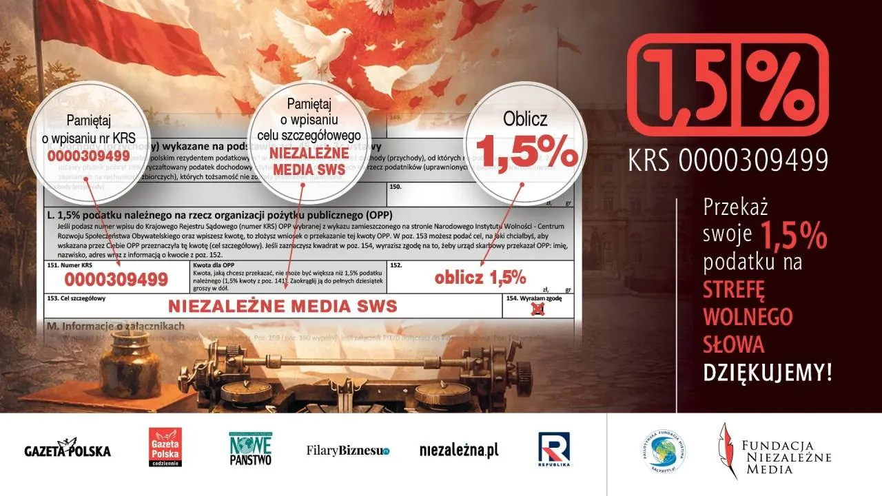 Twoje 1,5% ma moc! Wesprzyj Strefę Wolnego Słowa i broń prawdy w polskich mediach
