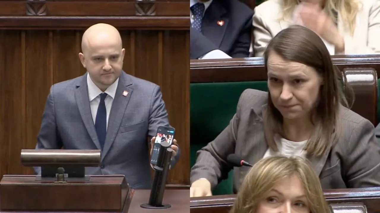 Matecki przypomniał słowa Pomaskiej o "3 mld na onkologię". Na sali rozległo się: KŁAMCY!