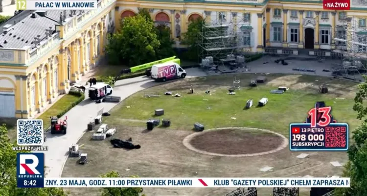 Echo nocnej imprezy techno na Wilanowie. Pobojowisko przed Pałacem Jana III Sobieskiego