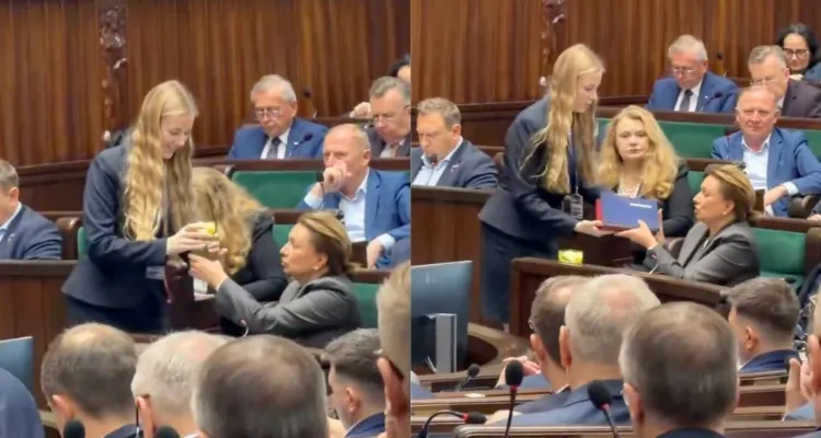 Wielichowska "obsłużona" przez pracownicę Kancelarii Sejmu. Dostała lemoniadę i... [WIDEO]