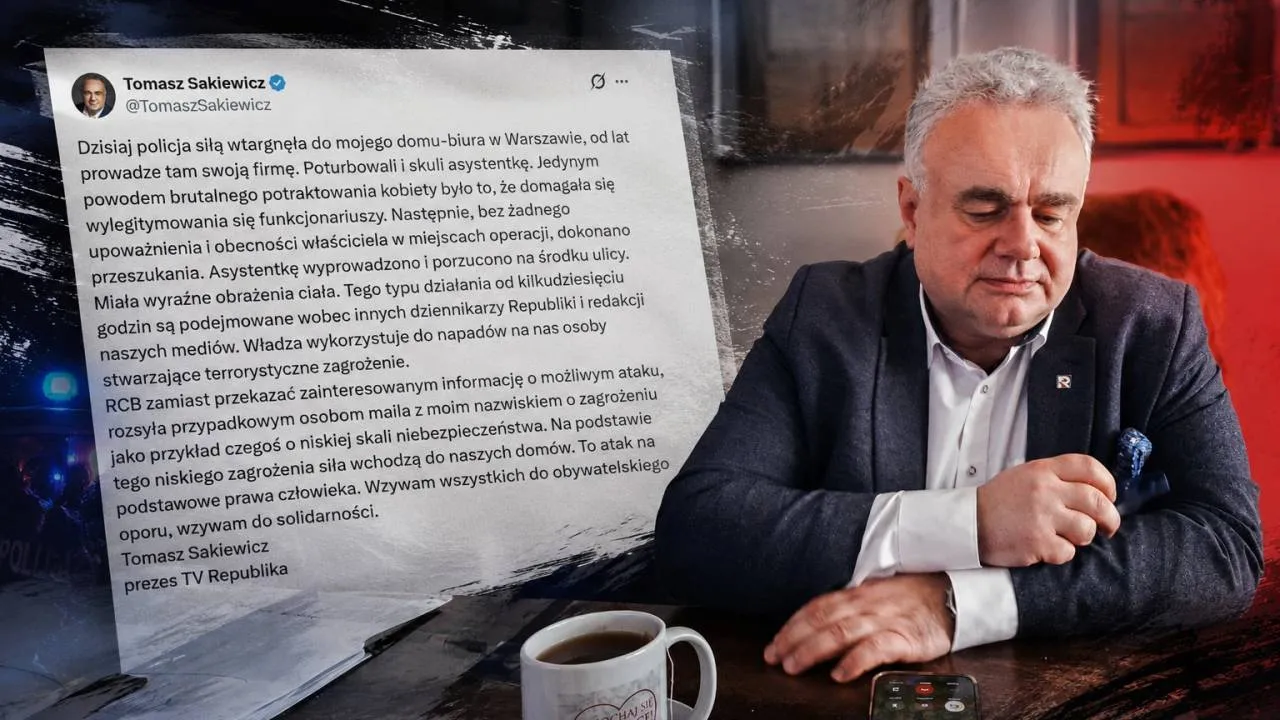 Tomasz Sakiewicz o akcji policji w jego domu. "To atak na podstawowe prawa człowieka"