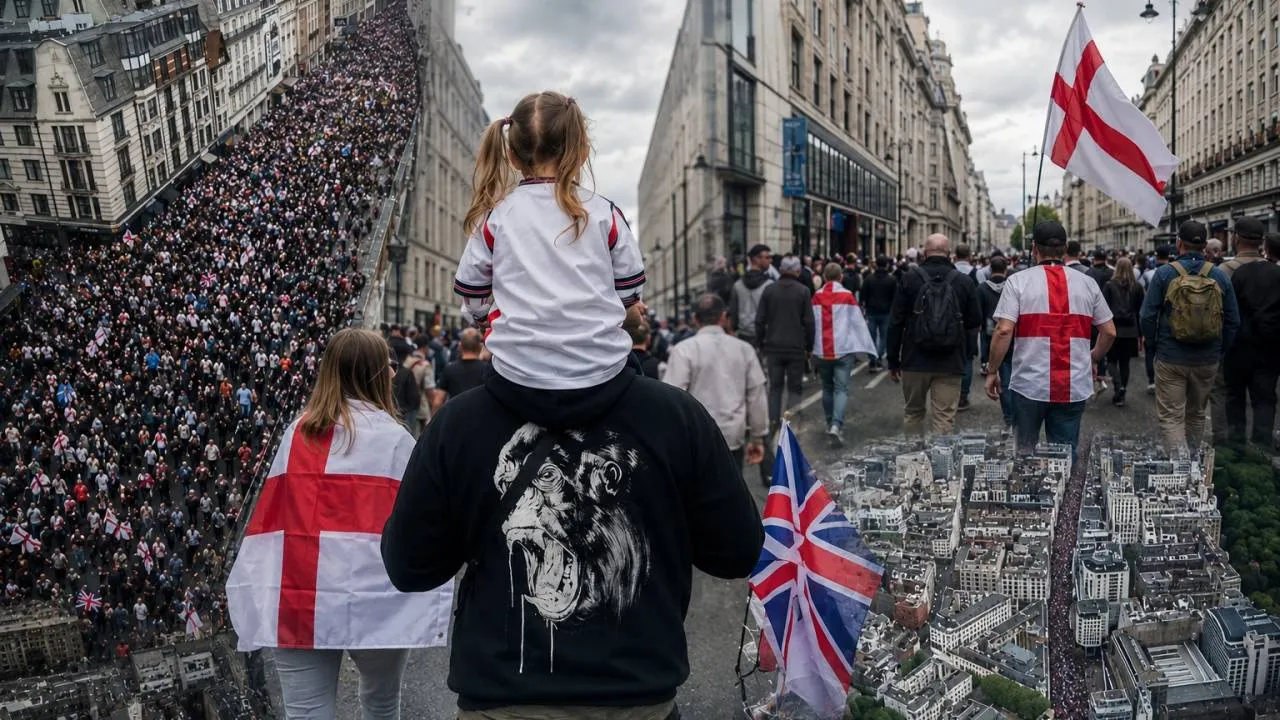 Drony, konie i opancerzone wozy. Wielka demonstracja na ulicach Londynu. WIDEO