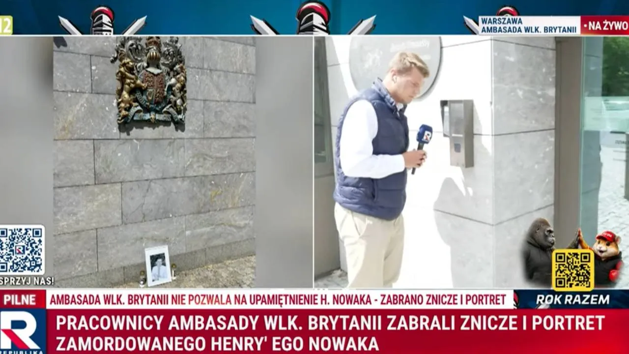 Zabrali znicze i portret zabitego Polaka spod ambasady. Skandaliczna scena w Warszawie!