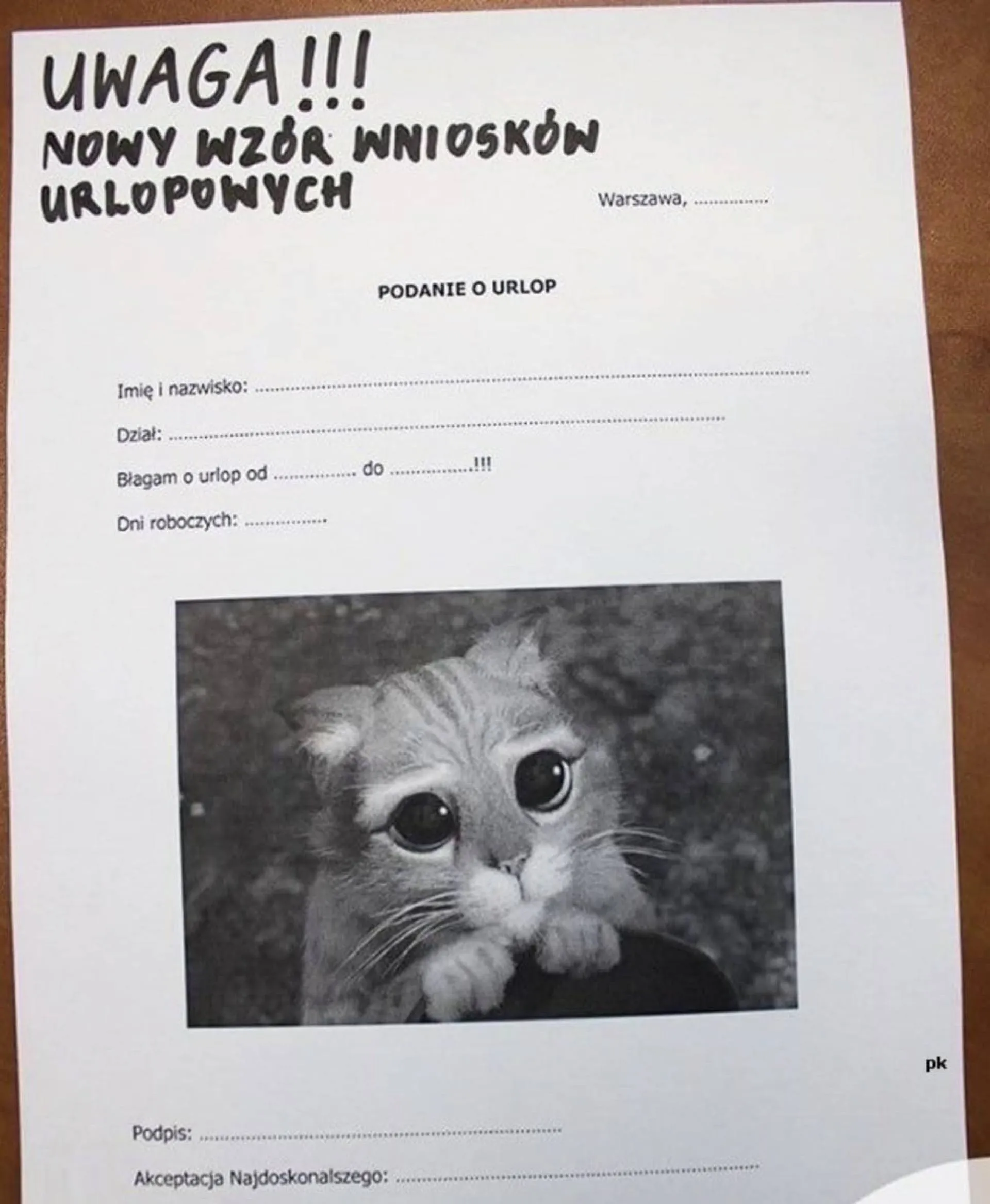 Wniosek urlopowy