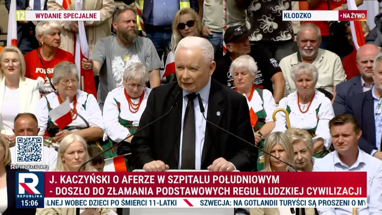 Kaczyński w Kłodzku o skandalach władzy: To coś niezwykle niepokojącego