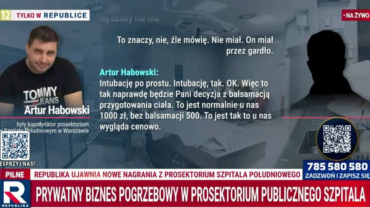 Handel przy zmarłych? TV Republika ujawnia kolejne taśmy z prosektorium Szpitala Południowego
