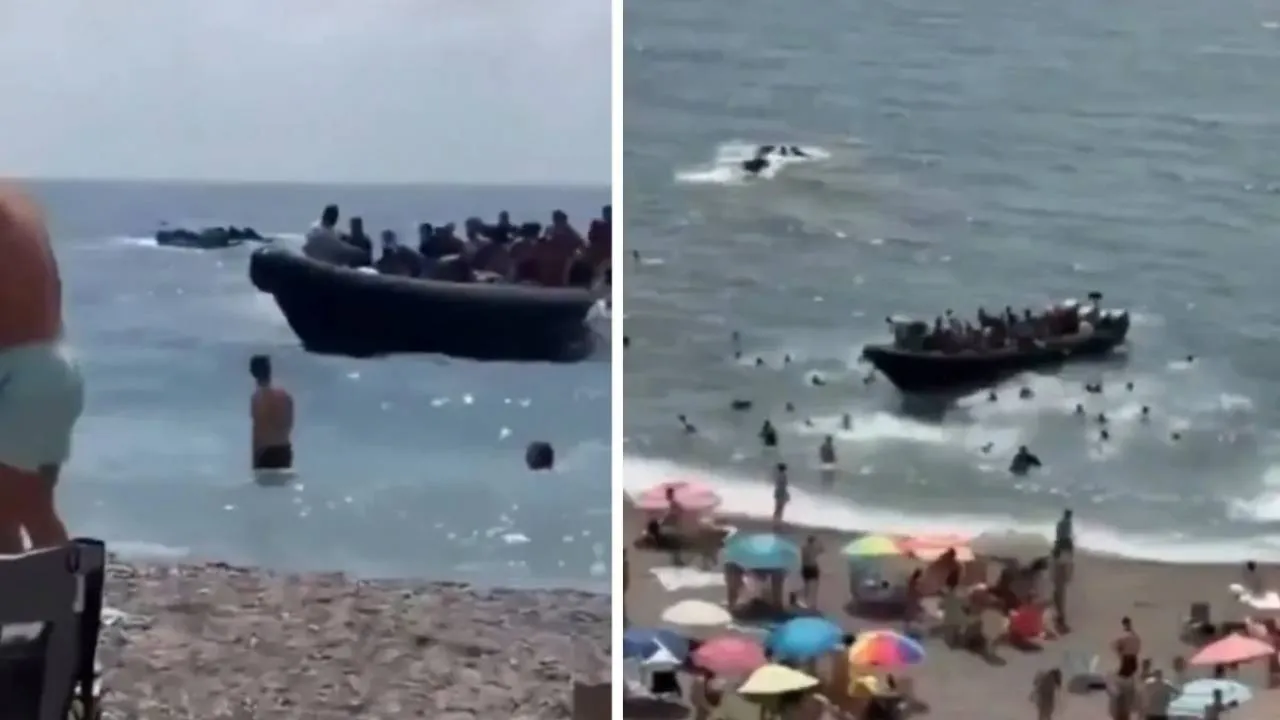 Łódź pełna migrantów wpłynęła na hiszpańską plażę. Turyści uciekali w popłochu