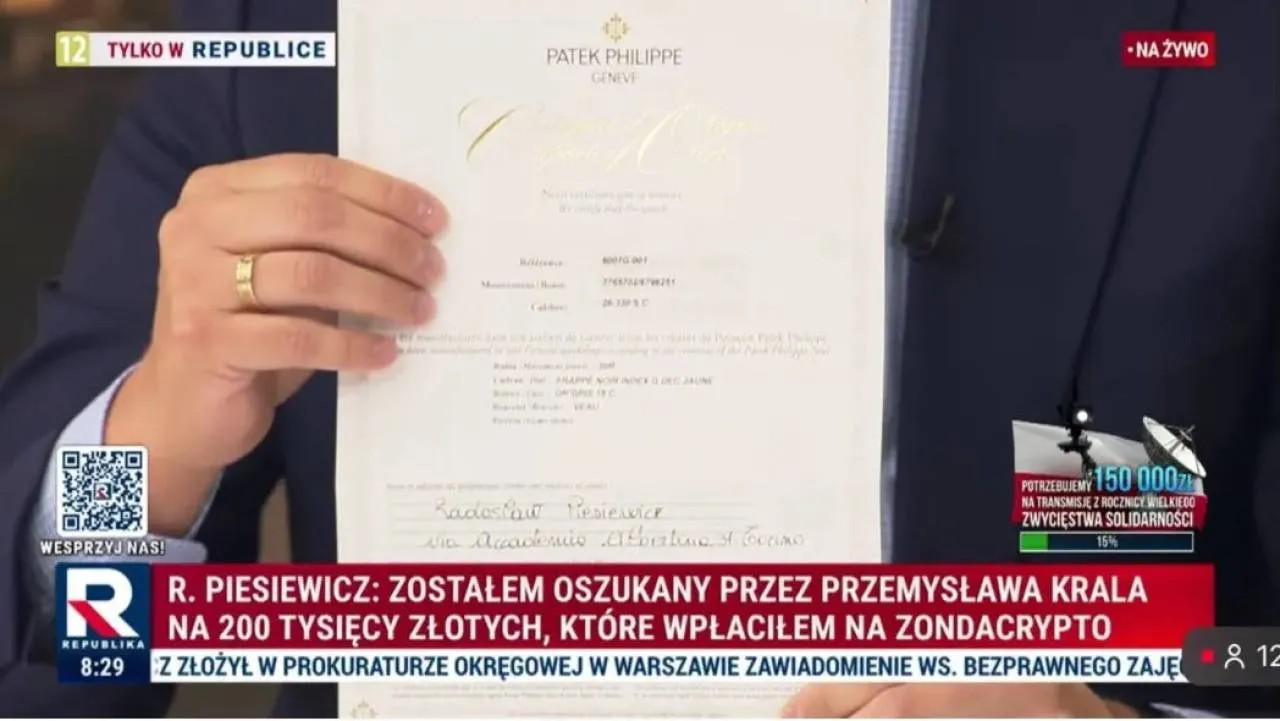Kosztowny zegarek od szefa Zondacrypto? Prezes PKOl pokazał certyfikat