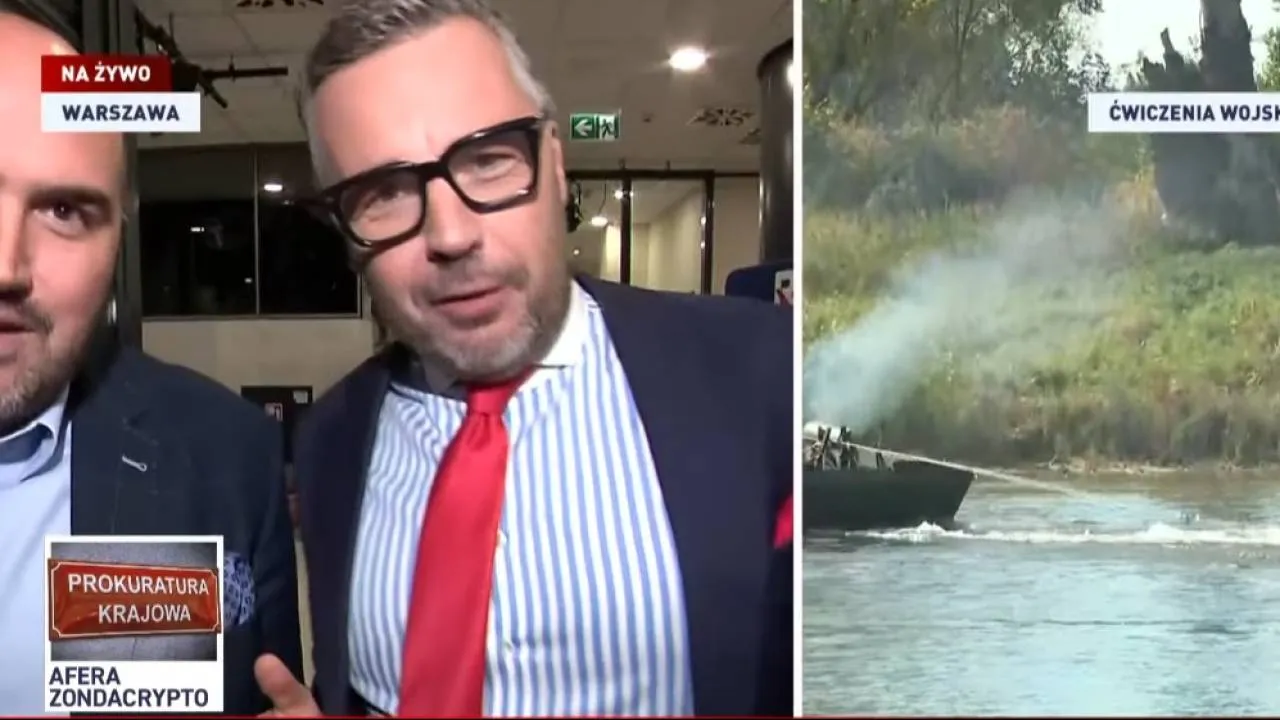 Niecodzienna wizyta w Telewizji Republika. Reporter TVP w likwidacji w drzwiach do studia