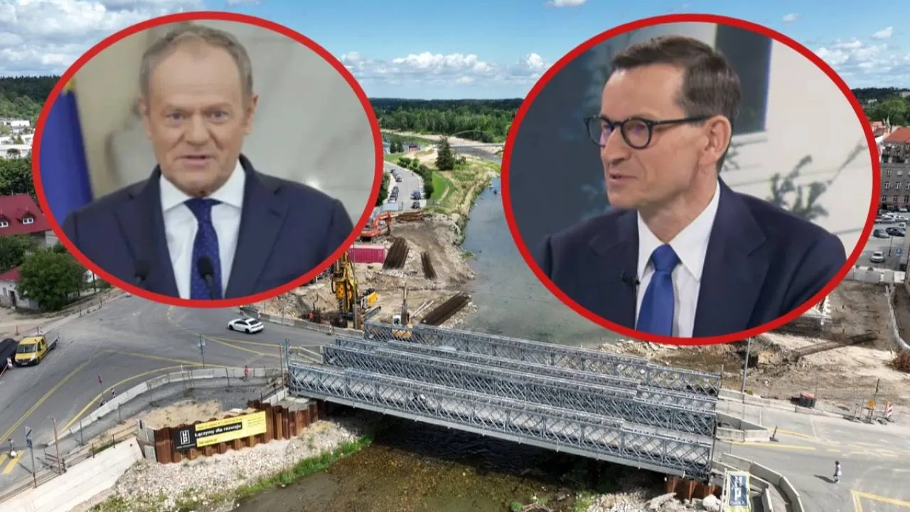 "Tusk pobił Bareję". Morawiecki pokazał, jak wygląda most, który premier "otwierał" z pompą kilka tygodni temu