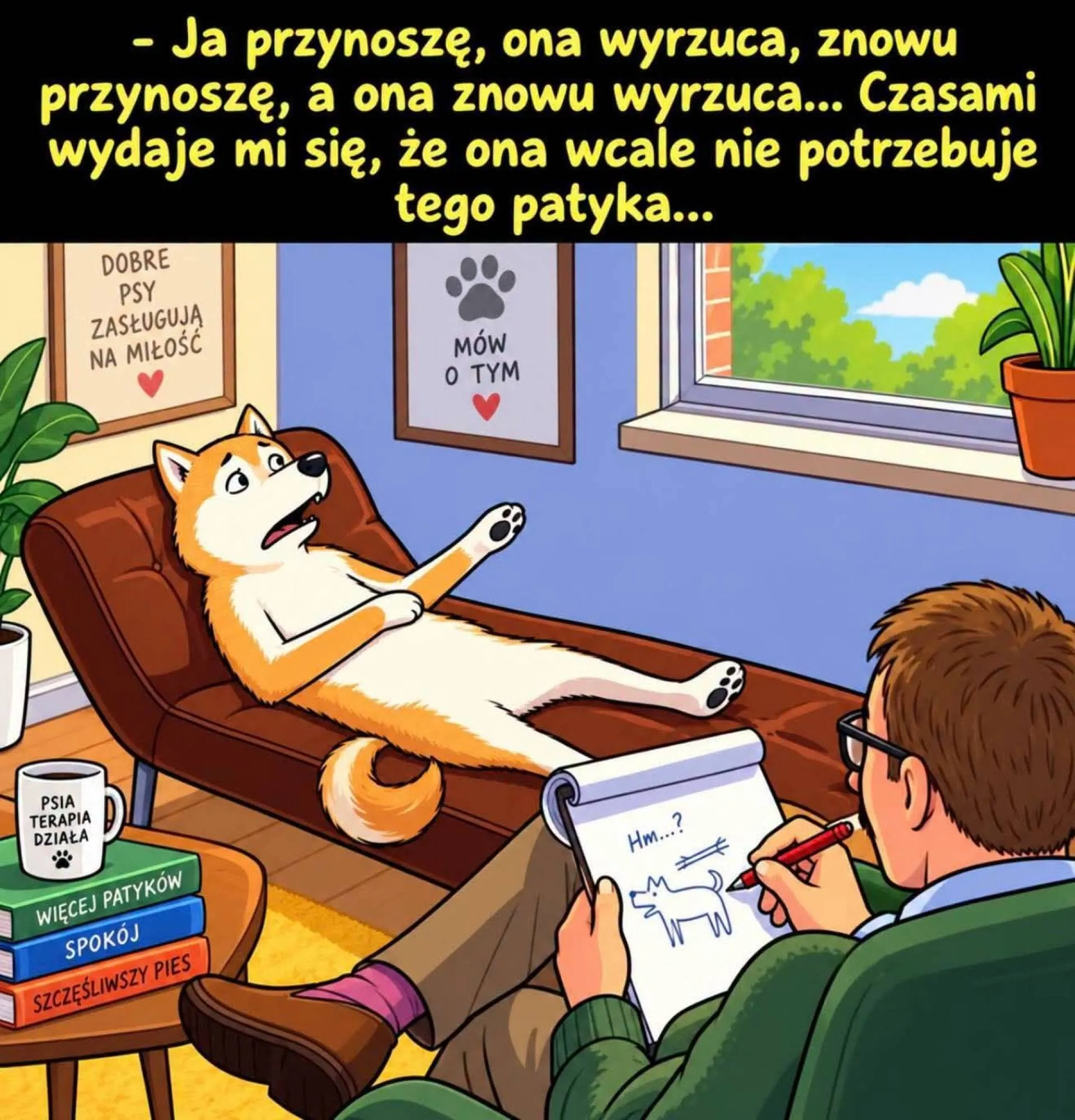 Pies na kozetce