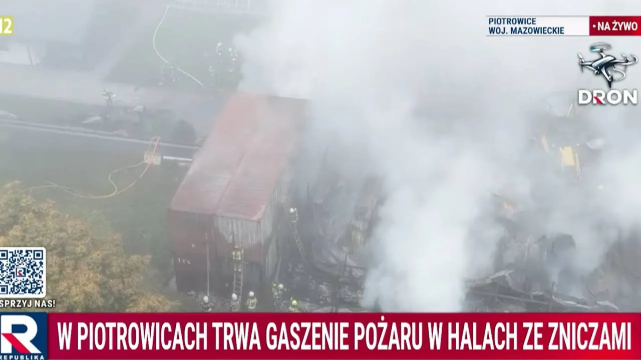 Groźny pożar na Mazowszu. Płonęły hale pełne zniczy