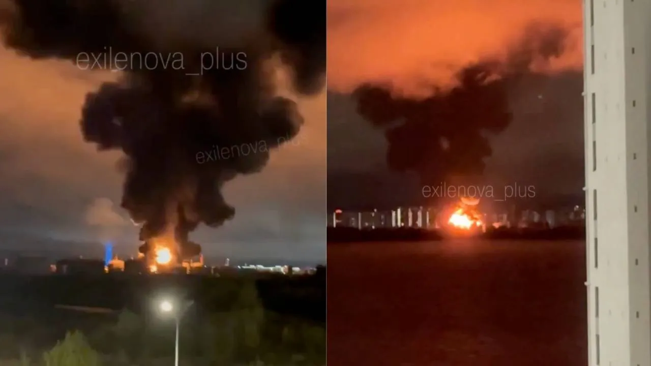 Zmasowany atak dronów na Petersburg. Płonie terminal naftowy, uderzono w centrum danych VK