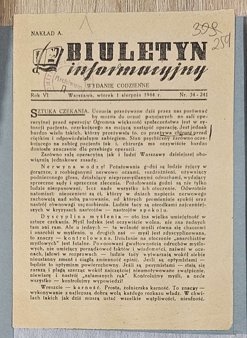 Biuletyn Informacyjny z 1 sierpnia 1944