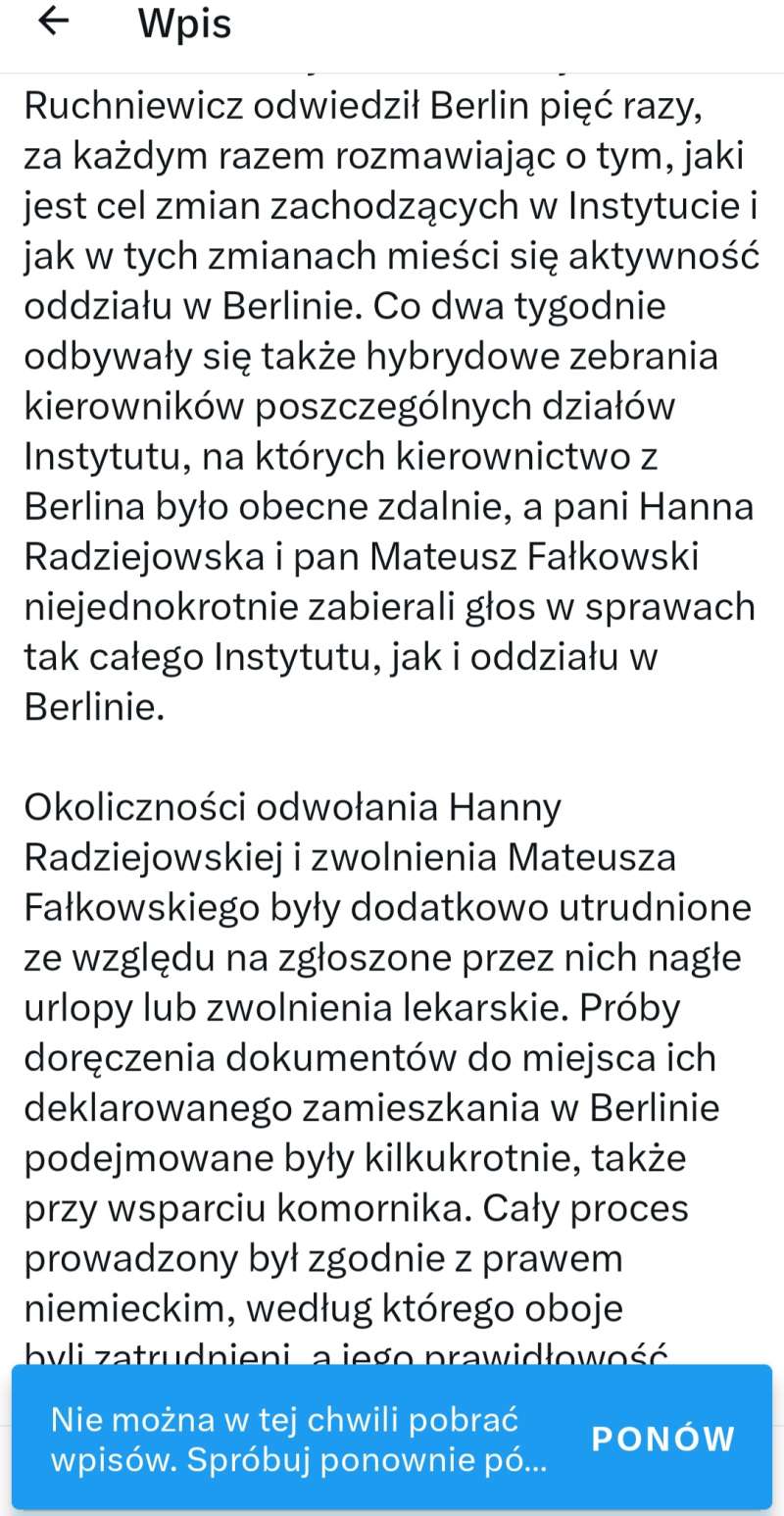 Skasowane oświadczenie Instytutu Pileckiego