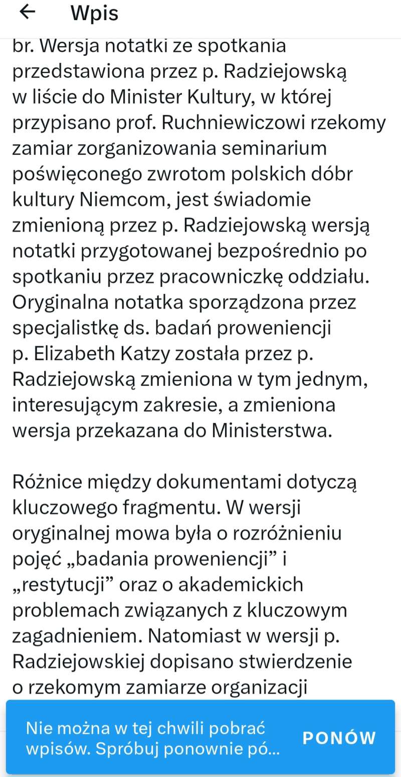 Skasowane oświadczenie Instytutu Pileckiego